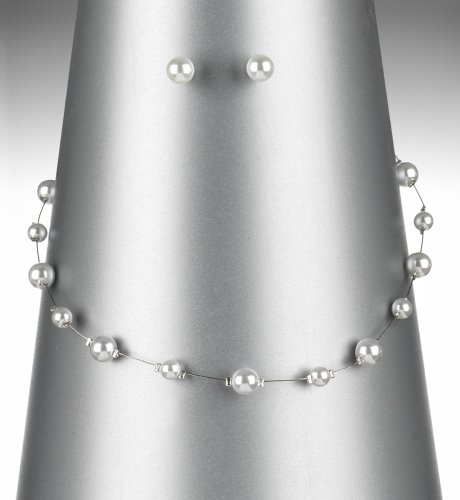 Floating Pearl-Effect Necklace & Earrings