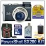 Canon PowerShot SX200 IS Digital Camera (Black),12.1 MP, 12x Optical Zoom, 3" LCD, Deluxe Carrying Case, 8 GB SD Card, BP-5LCL 1150mah Battery Pack, 3pc. Lens Cleaning Kit, SD USB 2.0 Card Reader