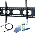 MASSIVE Tilt Wall Mount in Black BRACKET with Bubble LEVEL fits 42  46 50 52 54 55 58 60 62 70 inch LCD / LED / Plasma TV of ALL MAKES ALL  MODELS comes with FREE GOLD HDMI CABLE AND SCREEN CLEANING KIT