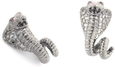 Darkened metal king cobra cufflinks with amethyst crystal eyes with presentation box