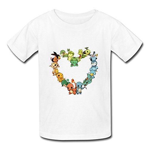 JeFF Kid's Boys' And Girls' Pocket Monster Pokemon O-neck Cotton T-shirt For 6-16 Years (US Size)