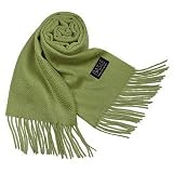 Basile Extra-Soft Solid Cashmere Long Scarf Olive Green