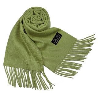 Basile Extra-Soft Solid Cashmere Long Scarf Olive Green