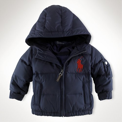 (ラルフローレン) RALPH LAUREN ビッグポニー・フード付ダウンジャケット(紺)