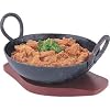 Wooden Base and Kahari Curry Dish - 6"Cast Iron Sizzler Hot Serving Dish & Wooden Stand - 9.5x5.5" - Create that authentic feel, serve your dishes sizzling at the table!