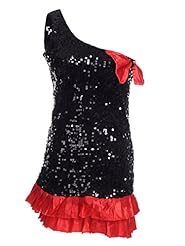 Girls  Sequined  One Shoulder Party Dress  With a Bow(s) and Ruffles