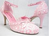 Pink Eyelet Satin and Lace Wedding Shoes