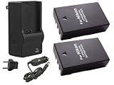 2 High Capacity Batteries and Multi Voltage Charger For Nikon D40, D40x, D60, D3000, D5000 Digital SLR Cameras
