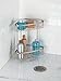 mDesign Free Standing Bathroom or Shower Corner Storage Shelves for Towels, Soap, Shampoo, Lotion, Accessories - 2 Tier, Satin