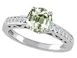 1.37 cttw Genuine Green Amethyst and Diamond Solitaire Engagement Ring - 14kt White or Yellow Gold