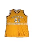 Yellow No. 21 Game Used Michigan Tech Russell Basketball Jersey