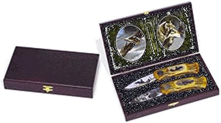 Wildlife Eagle &amp; Wolf Lockback Folding Knife Knives Set w/ Collectible Gift Box