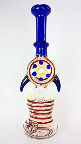 Blue Worked Beaker Oil Rig Glass Hookah
