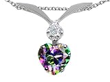 0.87 cts Heart Shape Mystic Rainbow Topaz Genuine 14K Gold and Genuine Diamond Pendant - 14kt White or Yellow Gold