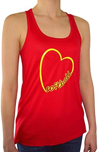 Zone Apparel Women's Softball Heart Glitter Flowy Racerback Tank Top Medium Red