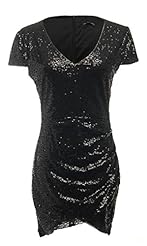 Sexy V-neck General Print Sequined Glittering Polyester Cocktail Bandage Dress/Bodycon Dress/Club Dress/Party Dress/Tunic/Mini Dress 