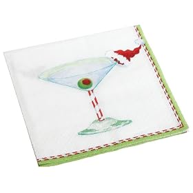 Entertaining with Caspari Christmas Cocktail Paper Cocktail Napkin Package, Pearl