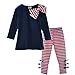 Wa Boats Girls Striped Bow 2-Piece Set