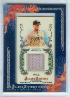 Aaron Hill 2011 Topps Baseball Allen & Ginter's Game Worn Jersey Swatch Relic Card #AGR-AH / Toronto Blue Jays / Arizona Diamondbacks D'Backs