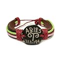 Aries The Ram Zodiac Tribal Leather Bracelet with Earth Tone Cord and Beads
