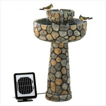 Faux Stone Wishing Well Garden Solar Water Fountain