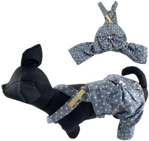 Dogloveit Comfortable Pet Puppy Cat Dog Clothes Polka Dot Style Strap Dog Jeans Cool Summer Clothes for Puppy and Small Dog Cat