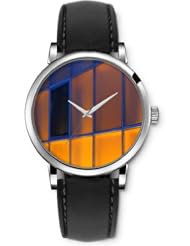 SPRAWL Aanalog Fashion Series Silver Ladies Watches of Genuine Black Leather Strap,Unique Wrist Watch for Women Girls Designed with Lights in the windows