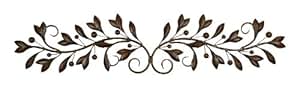 Photo 1 of Deco 79 Traditional Metal Leaves Wall Decor, 48" x 1" x 9", Brown