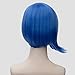 Probeauty Short Straight Blue Bob Cosplay Wig for Women Anime Costume Wigs for Halloween Party with Wig Cap (No Glasses)
