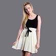 Pepper Tree Minikleid WAISTED TIE white/black