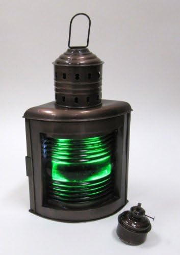 REAL SIMPLE...A HANDTOOLED HANDCRAFTED IRON STARBOARD (GREEN) OIL LAMP!!