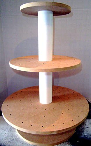 3 tier round unfinished cake pop stand. Holds up to 106 cake pops. Great DIY budget craft project.