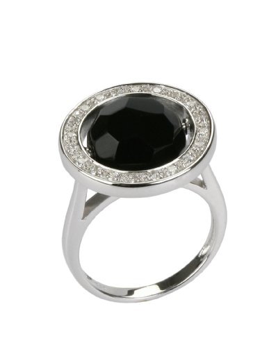 Cobra Eloa Sterling Silver Women’s Ring with Black Stone and Zirconia – Size O 1/2 – JR641AG56