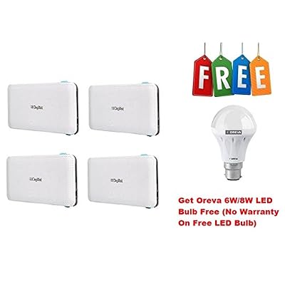 Digitek DIP 6000 mAh Power Bank Li Polymer - White Pack of 4 + Get Oreva 6W/8W LED Bulb Free
