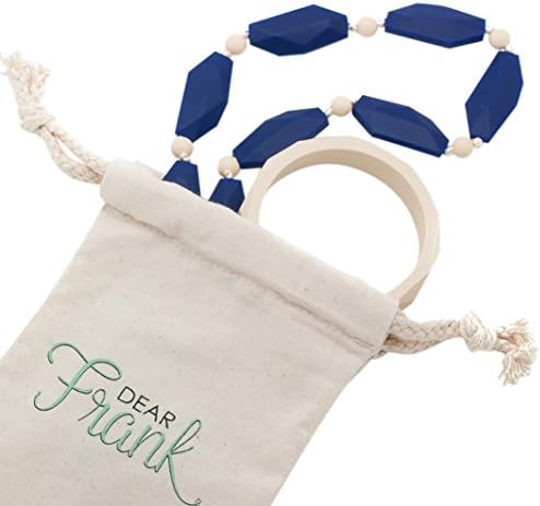 Navy and Cream, Nursing Necklace for Mom Plus Free Bracelet, Silicone Teething Jewelry Makes the Perfect Baby Shower Gift, Charlotte