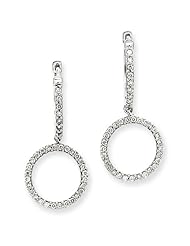 14k White Gold Diamond Double Hoop Earrings