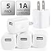 5 PC Rapid USB AC Universal Power Home Wall Travel Charger Adapter [ MIKASA TECH ] Compatible iPhone 6 6s PLUS 4 4S 5 5s 5c Samsung HTC [White]