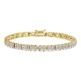 18k Gold Overlay Sterling Silver Diamond-Accent Bracelet