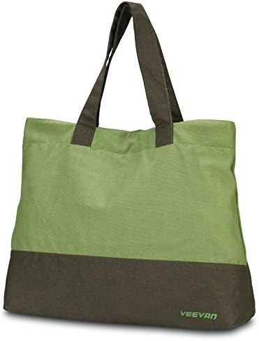 Hynes Eagle Simple Canvas Shopping Bag with Contrast Color (Green)