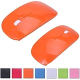 HDE Sleek Ergonomic Curved Wireless 2.4 GHz Optical Slim Mouse with DPI Switch (Orange)