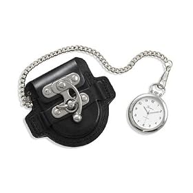 Men's Fashion Pocket Watch with Black Leather Case