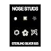 Sterling Silver & Crystal Set of 6 Nose Studs