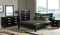4pc Contemporary Cappuccino Finish Queen Size Platform Bed Bedroom Set