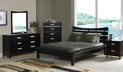 4pc Contemporary Cappuccino Finish Queen Size Platform Bed Bedroom Set