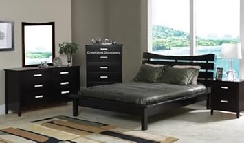 4pc Contemporary Cappuccino Finish Queen Size Platform Bed Bedroom Set