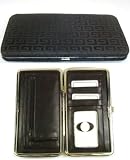 Designer Style Signature G Flat Opera Frame Wallet in Black