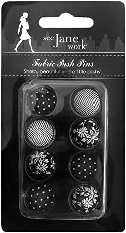 See Jane Work(R) Fabric Pushpins, Black, Pack Of 8