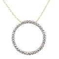 10K Yellow Gold Diamond Accent Circle Pendant Necklace
