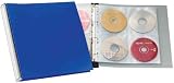 DURABLE - CD/DVD Album 96, classeur &agrave; anneaux, PP, dos argent couverture avant et arri&egrave;re bleues, avec 12 pochettes en PP,pour 96 CDs/DVDs, dos inscriptible dimen