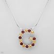 Necklace With 1.65ctw Precious Stones - Genuine Citrines and Garnets Well Made in 925 Sterling silver Length 16in